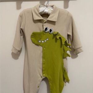 Kids Beige and Green Dinosaur One Piece